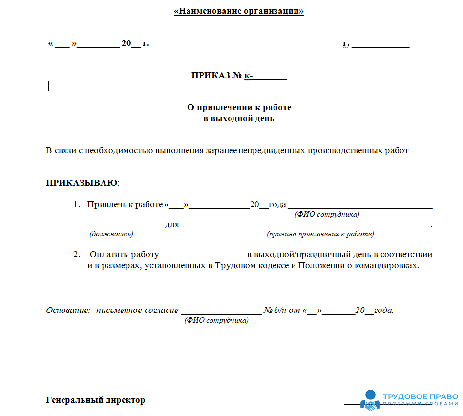 Приказы 2009. Приказ образец. Приказ на выходные и праздничные дни образец.